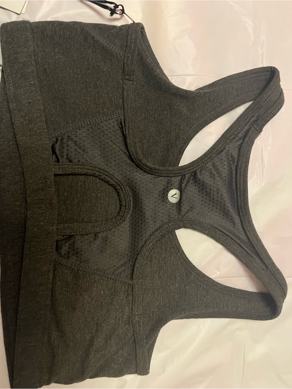 90 Degree By Reflex Charcoal Gray Racerback Sports Bra